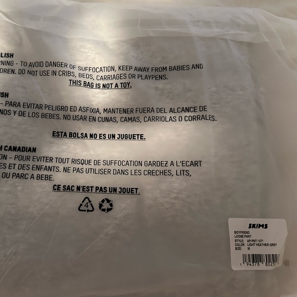 NWT Skims boyfriend loose pant light heather gray - Medium - Picture 6 of 8